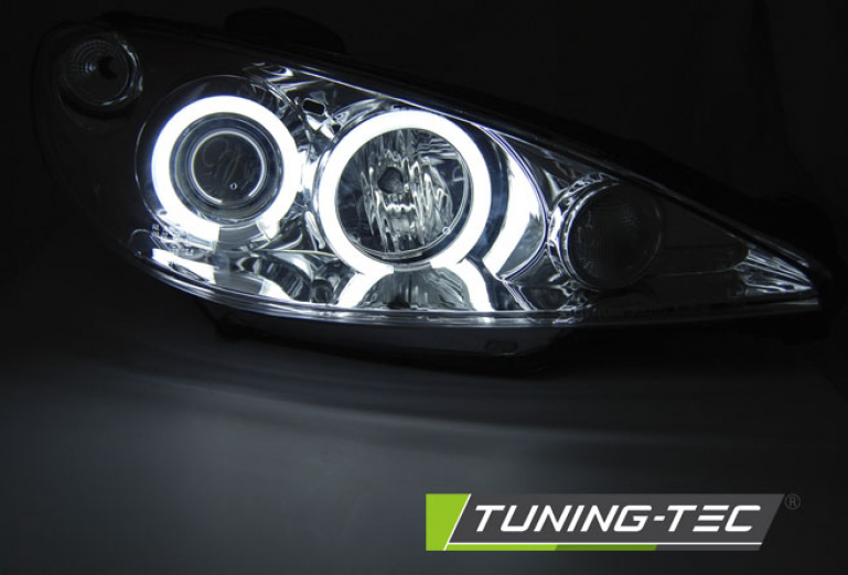 CCFL Angel Eyes Scheinwerfer für Peugeot 206 02-14 chrom